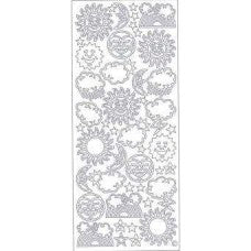 Sticker sheet sun, moon and stars silver