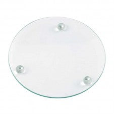 Round glass plate with ball feet
