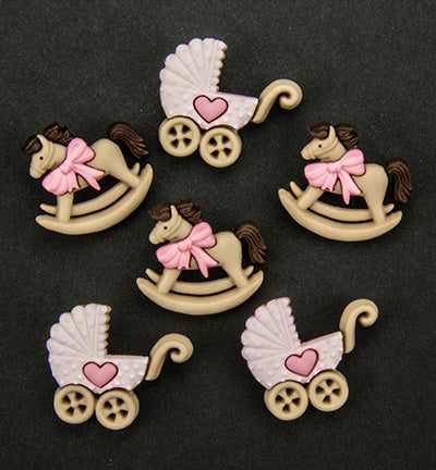 BAND-IT loom charms rocking horse and strollers pink