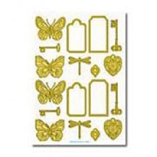 Rub on labels and butterflies gold