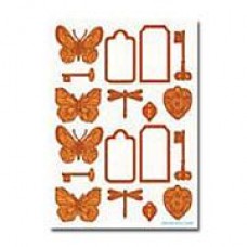 Rub on labels and butterflies copper