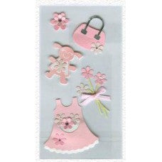 Verzierung rosa Kleid mit Tasche