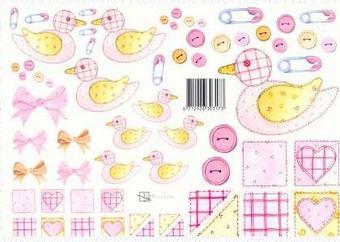 Marjoleine ducks pink cutting sheet