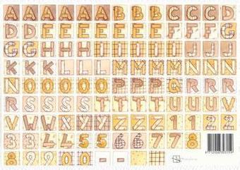 Marjoleine alphabet brown patchwork cutting sheet