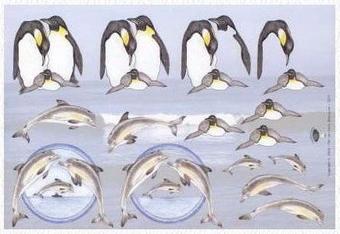Penguin and dolphin cutting sheet