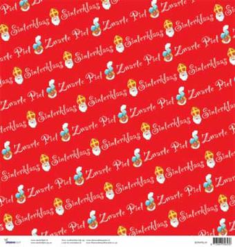 Scrapbook sheet red diamonds with Sinterklaas and Piet