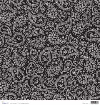Black and white paisley scrapbook sheet