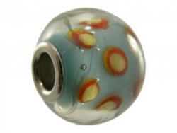 Pandora Style glass blue with yellow-red dots