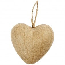 Heart pendant small 6.5 cm paper mache