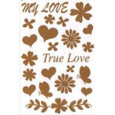 Rub on true love glitter goud