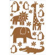 Rub on zoo dieren glitter goud