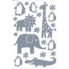 Rub on zoo dieren glitter zilver