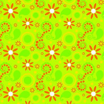 Scrapvel bloemen groen met oranje