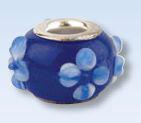 Pandora Style glas blauw met blauw/witte bloem